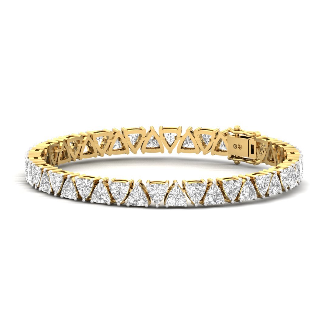 Trillion Cut Diamond Tennis Bracelet | Lab Grown CVD Diamond Luxury Line Bracelet | 925 Silver | 10K | 14K | 18K - View 3