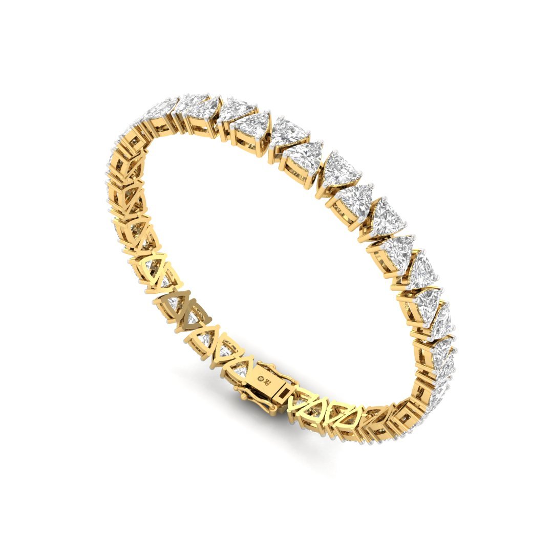 Trillion Cut Diamond Tennis Bracelet | Lab Grown CVD Diamond Luxury Line Bracelet | 925 Silver | 10K | 14K | 18K - View 4