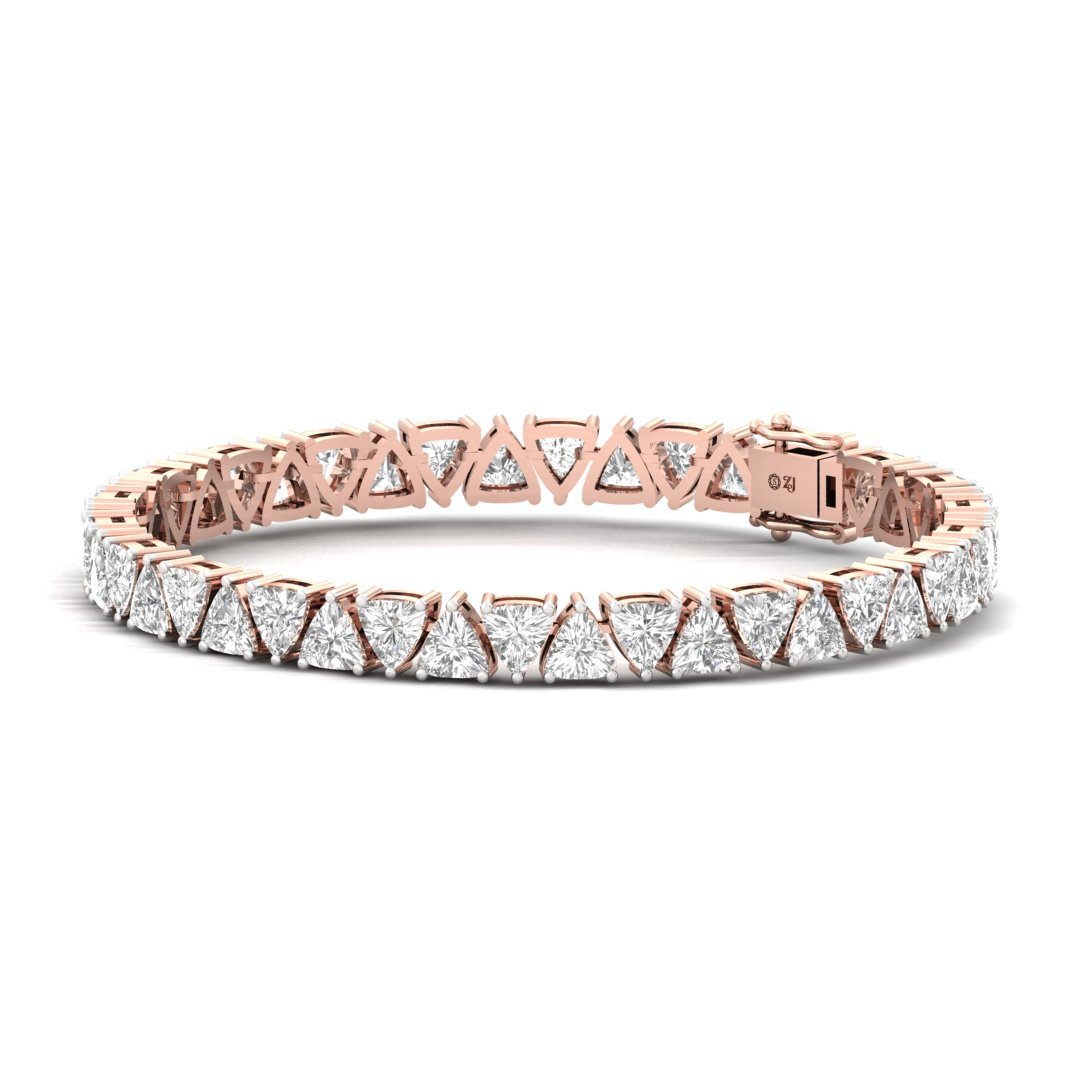 Trillion Cut Diamond Tennis Bracelet | Lab Grown CVD Diamond Luxury Line Bracelet | 925 Silver | 10K | 14K | 18K - View 3