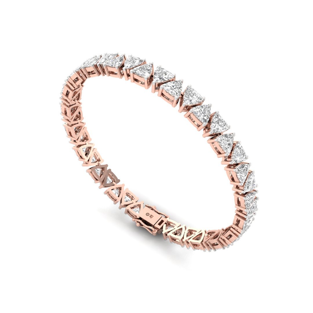 Trillion Cut Diamond Tennis Bracelet | Lab Grown CVD Diamond Luxury Line Bracelet | 925 Silver | 10K | 14K | 18K - View 4