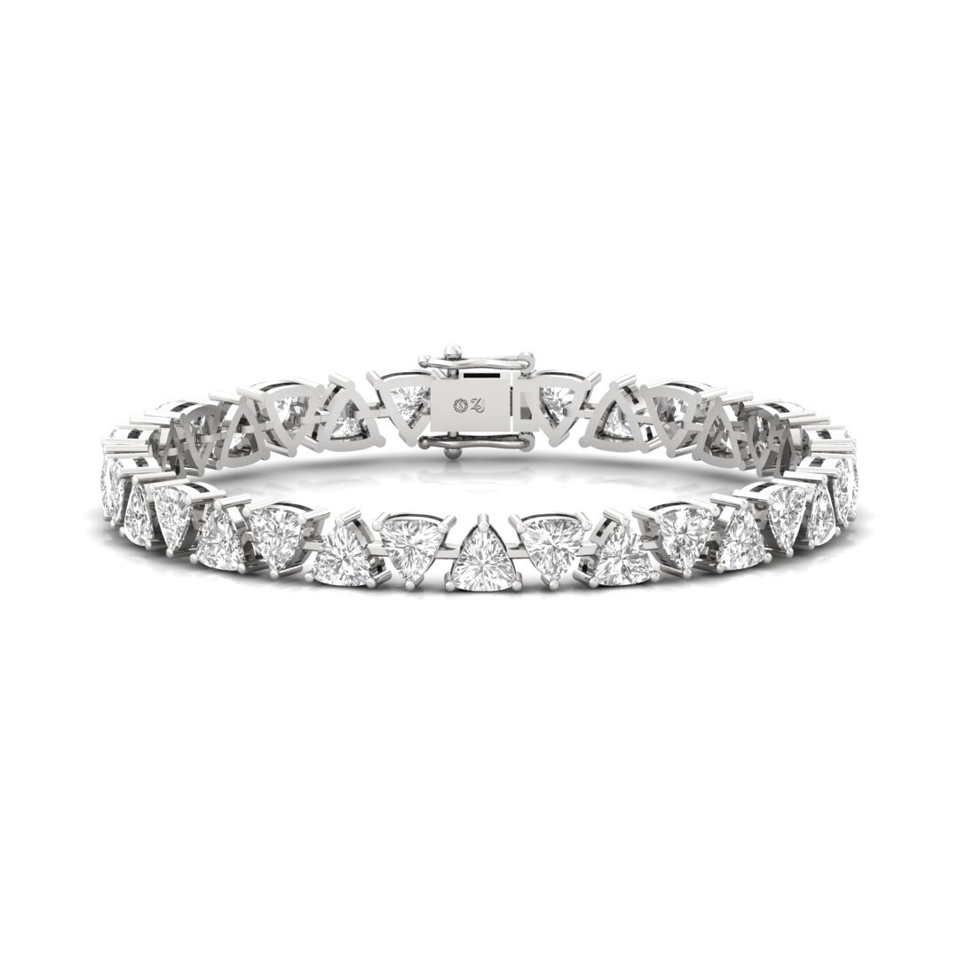Trillion Cut Diamond Tennis Bracelet | Lab Grown CVD Diamond Designer Bracelet | 925 Silver | 10K | 14K | 18K - Main View