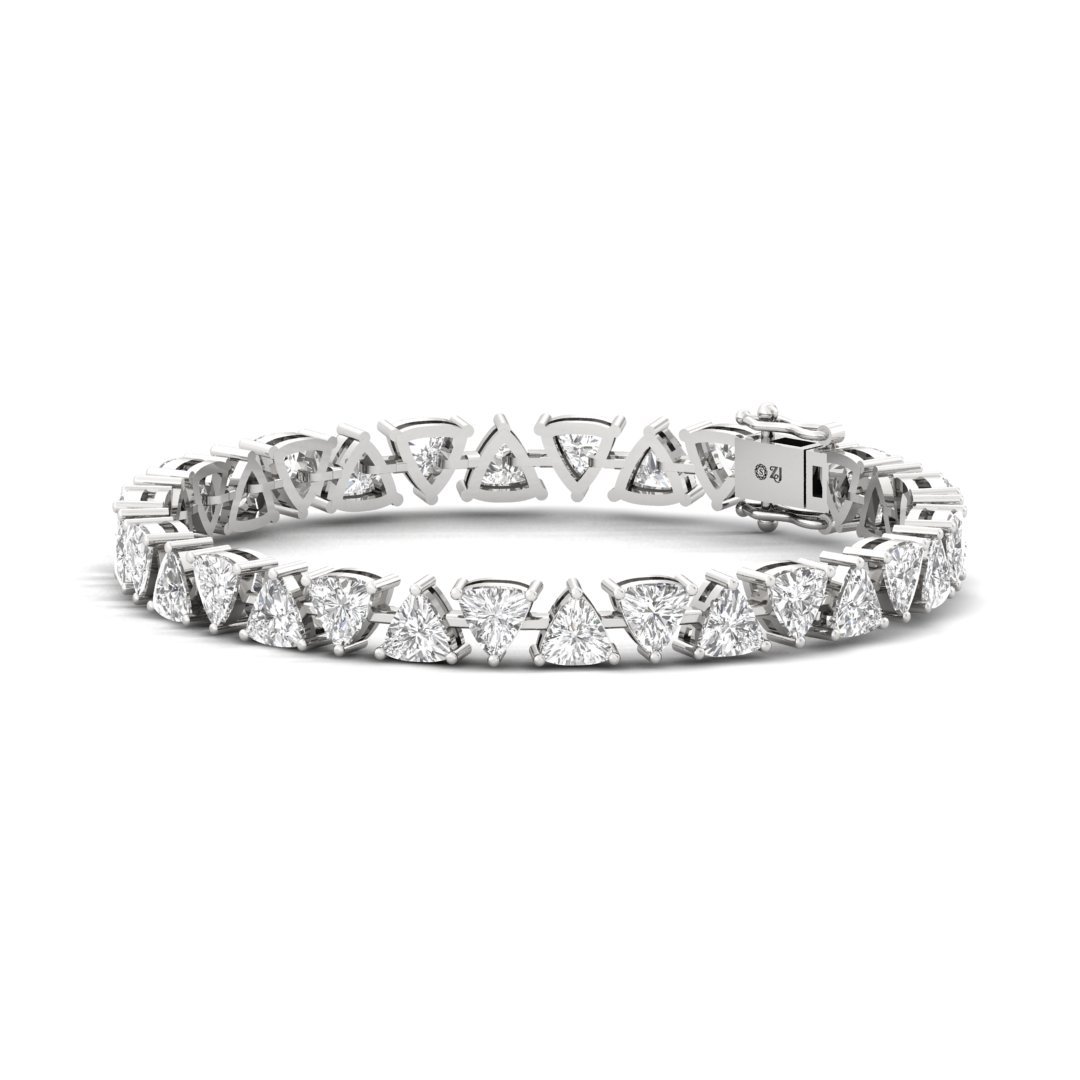 Trillion Cut Diamond Tennis Bracelet | Lab Grown CVD Diamond Designer Bracelet | 925 Silver | 10K | 14K | 18K - View 3