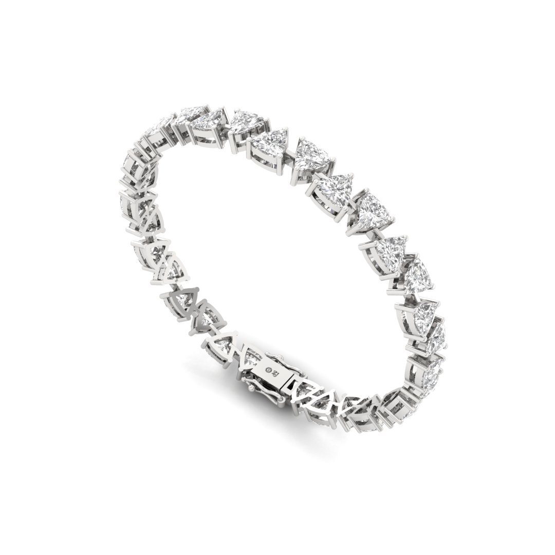 Trillion Cut Diamond Tennis Bracelet | Lab Grown CVD Diamond Designer Bracelet | 925 Silver | 10K | 14K | 18K - View 4