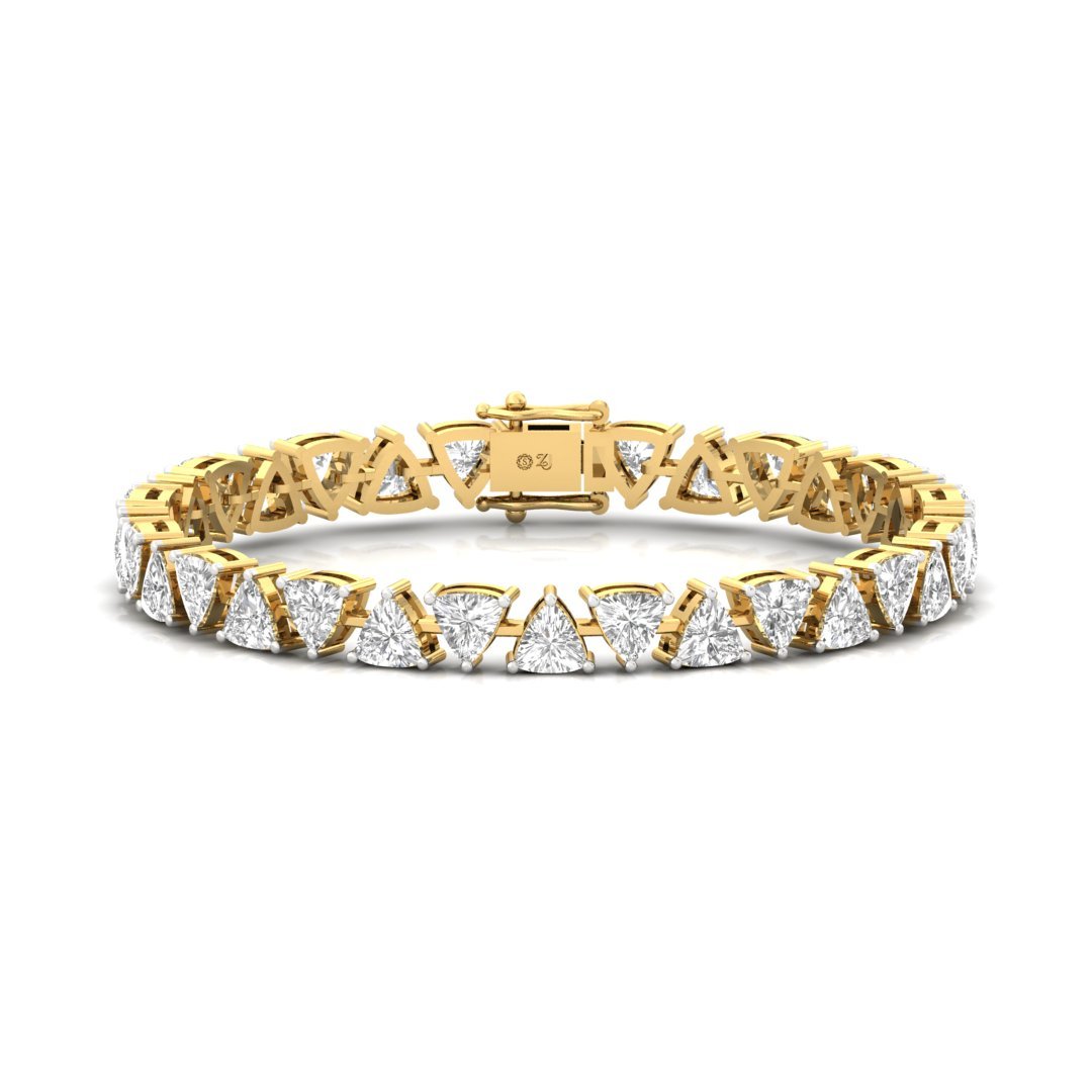 Trillion Cut Diamond Tennis Bracelet | Lab Grown CVD Diamond Designer Bracelet | 925 Silver | 10K | 14K | 18K - Gold Main View