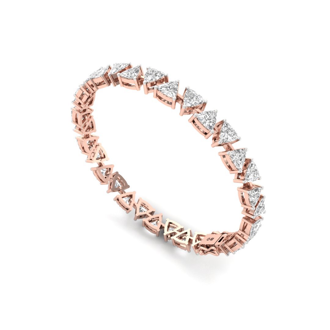 Trillion Cut Diamond Tennis Bracelet | Lab Grown CVD Diamond Designer Bracelet | 925 Silver | 10K | 14K | 18K - View 4