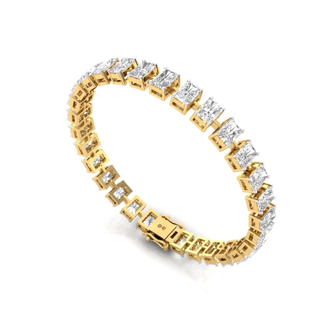Radiant Cut Diamond Tennis Bracelet | Lab Grown CVD Diamond Luxury Bracelet | 925 Silver | 10K | 14K | 18K - View 4