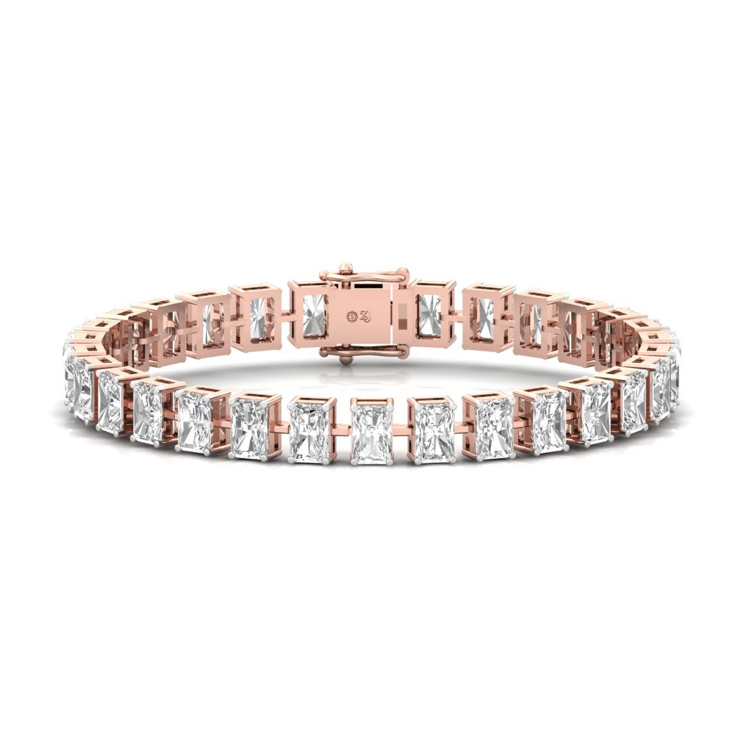 Radiant Cut Diamond Tennis Bracelet | Lab Grown CVD Diamond Luxury Bracelet | 925 Silver | 10K | 14K | 18K - Rose Gold Main View