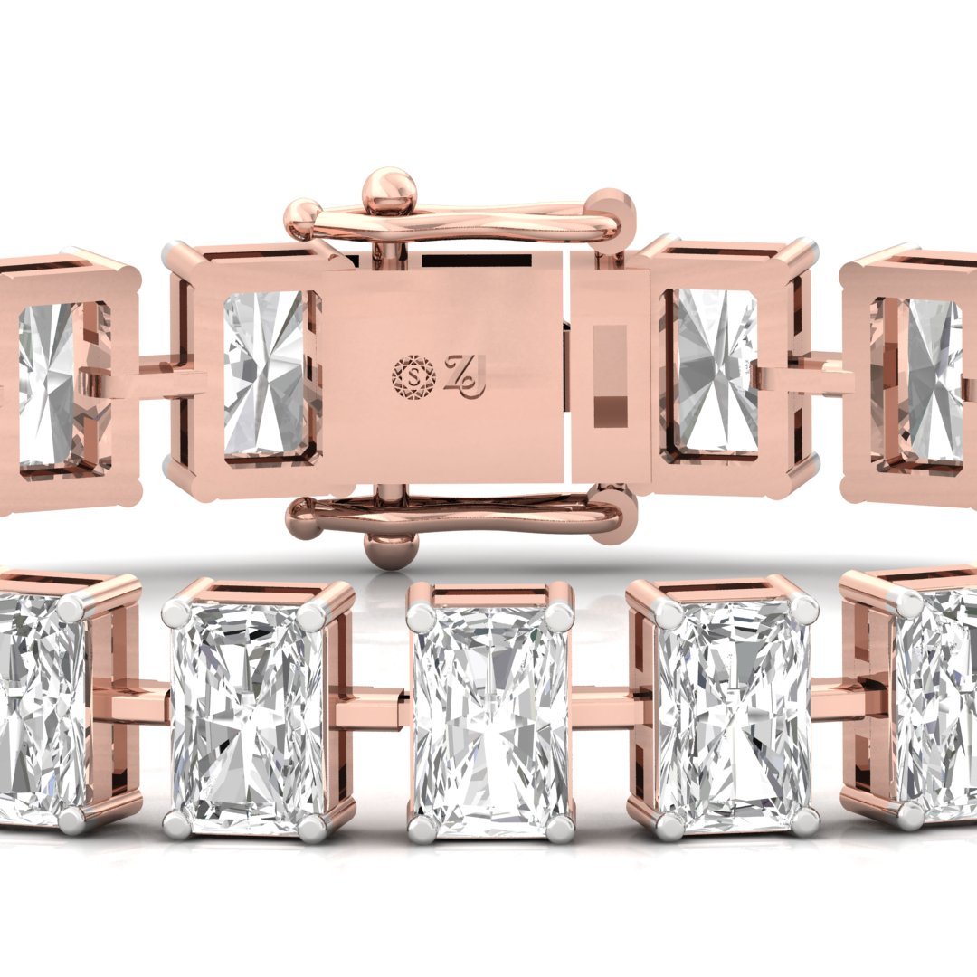 Radiant Cut Diamond Tennis Bracelet | Lab Grown CVD Diamond Luxury Bracelet | 925 Silver | 10K | 14K | 18K - View 2