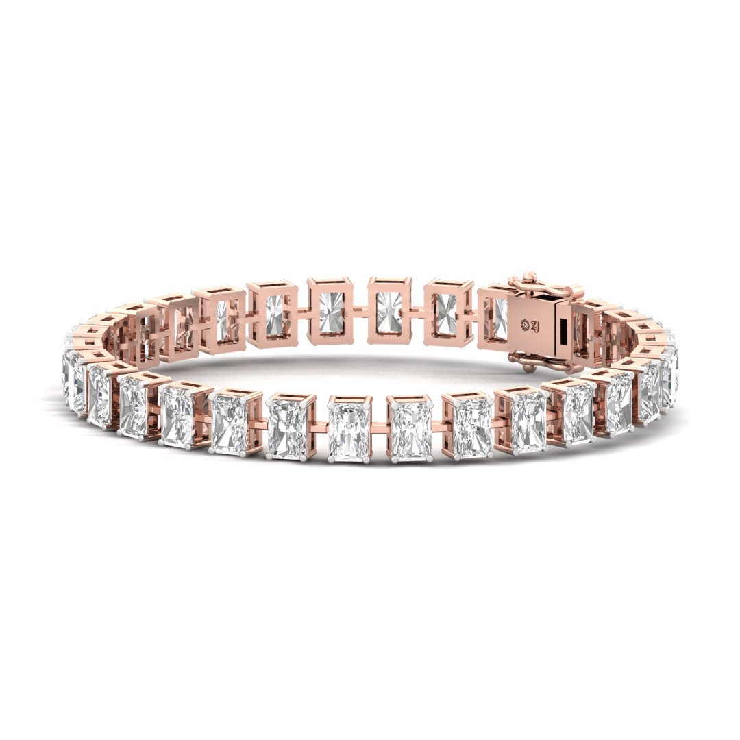 Radiant Cut Diamond Tennis Bracelet | Lab Grown CVD Diamond Luxury Bracelet | 925 Silver | 10K | 14K | 18K - View 3