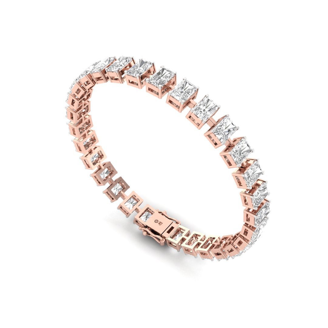 Radiant Cut Diamond Tennis Bracelet | Lab Grown CVD Diamond Luxury Bracelet | 925 Silver | 10K | 14K | 18K - View 4