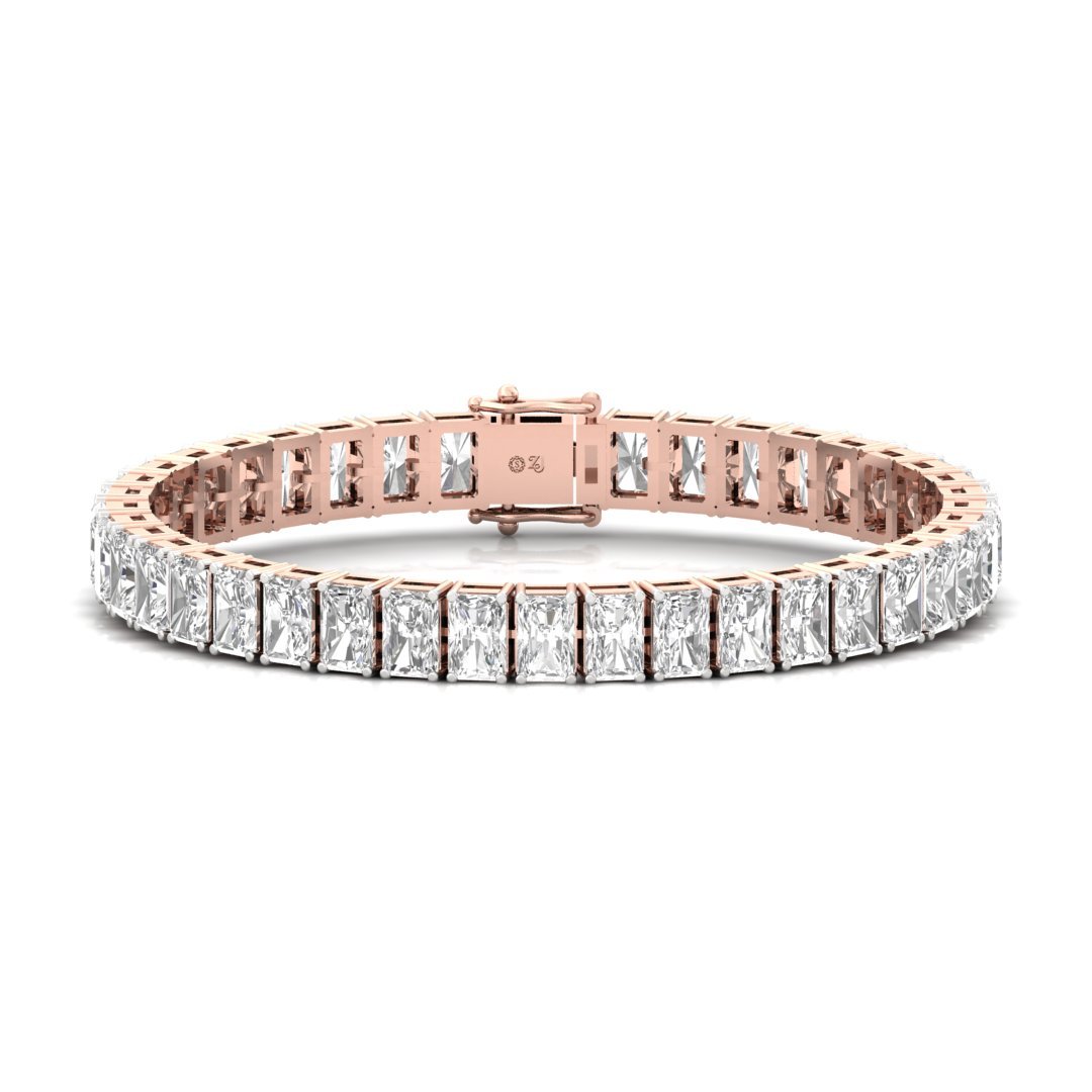 Radiant Cut Diamond Tennis Bracelet | Lab Grown Diamond | Luxury Bracelet | 925 Silver | 10K | 14K | 18K - Rose Gold Main View