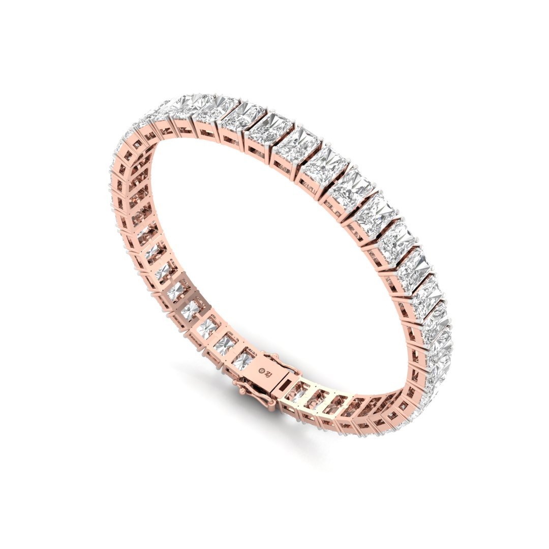 Radiant Cut Diamond Tennis Bracelet | Lab Grown Diamond | Luxury Bracelet | 925 Silver | 10K | 14K | 18K - View 4