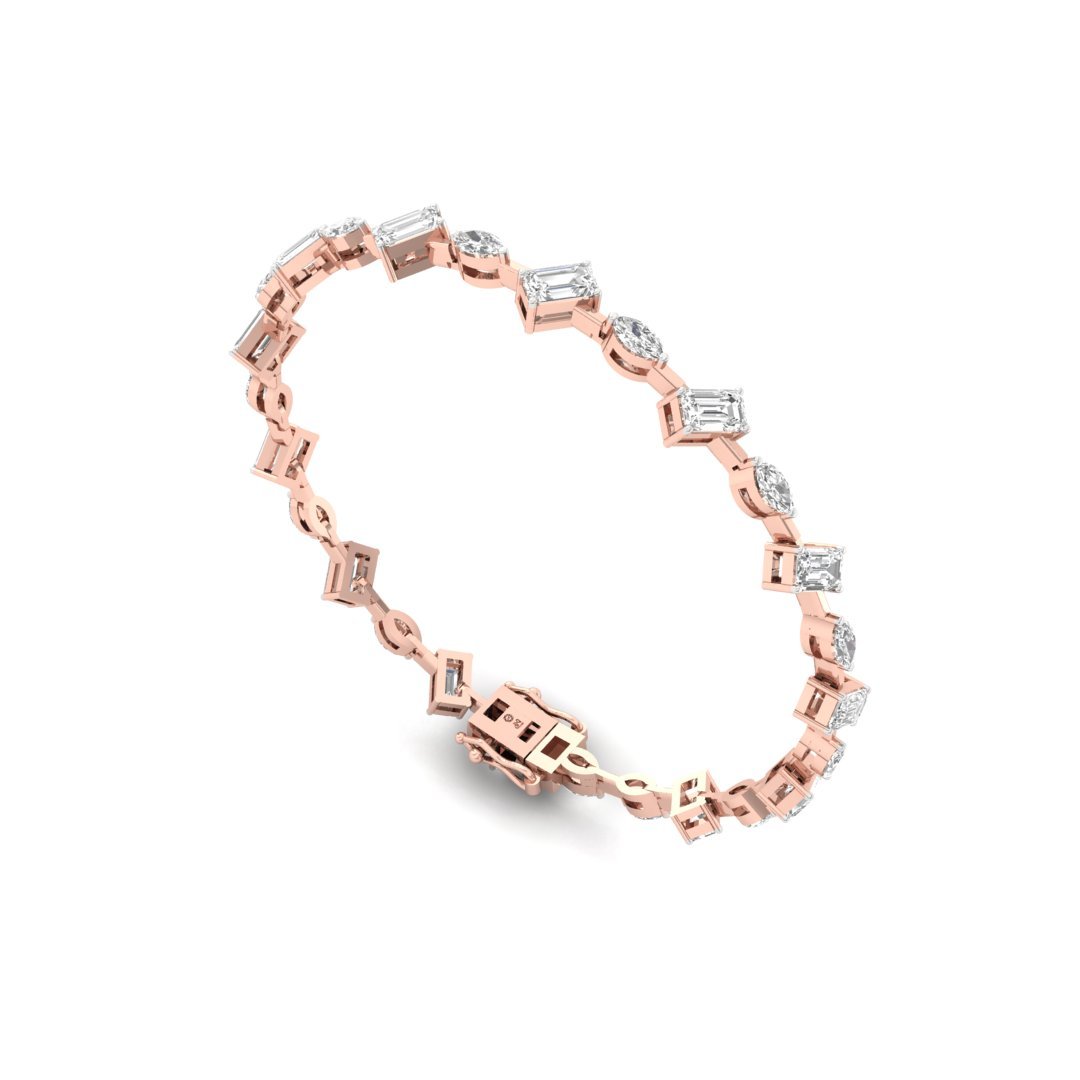 Emerald & Marquise Diamond Bracelet | Lab Grown CVD Diamond | 7 Inch | 925 Silver | 10K | 14K | 18K Gold - View 3