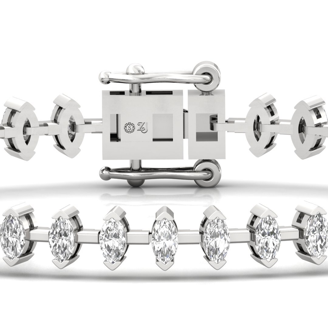 Marquise Cut Diamond Flower Bracelet | Lab Grown CVD Diamonds | 7 Inch | 925 Silver | 10K | 14K | 18K Gold - View 2