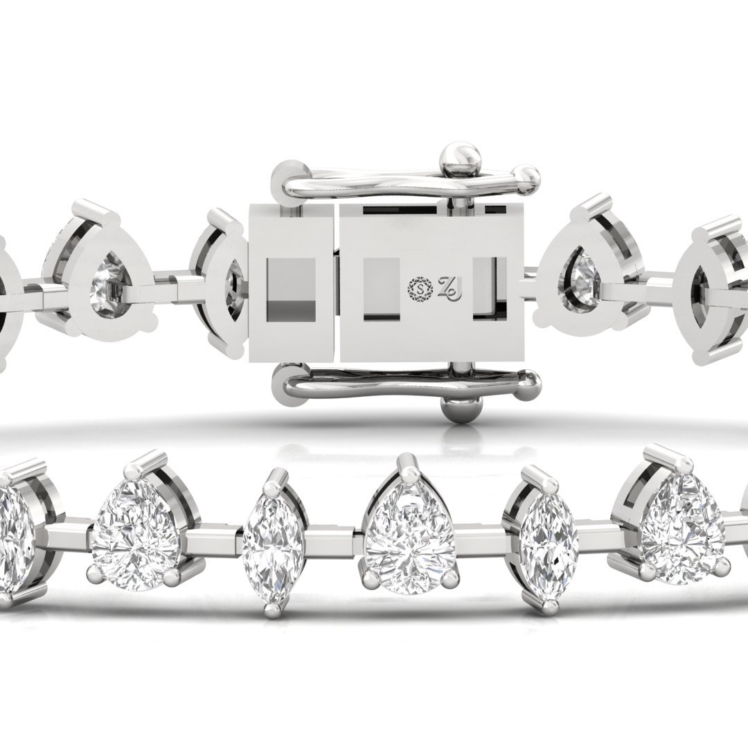 Pear & Marquise Diamond Bracelet | Lab Grown CVD Diamonds | 7 Inch | 925 Silver | 10K | 14K | 18K Gold - View 2