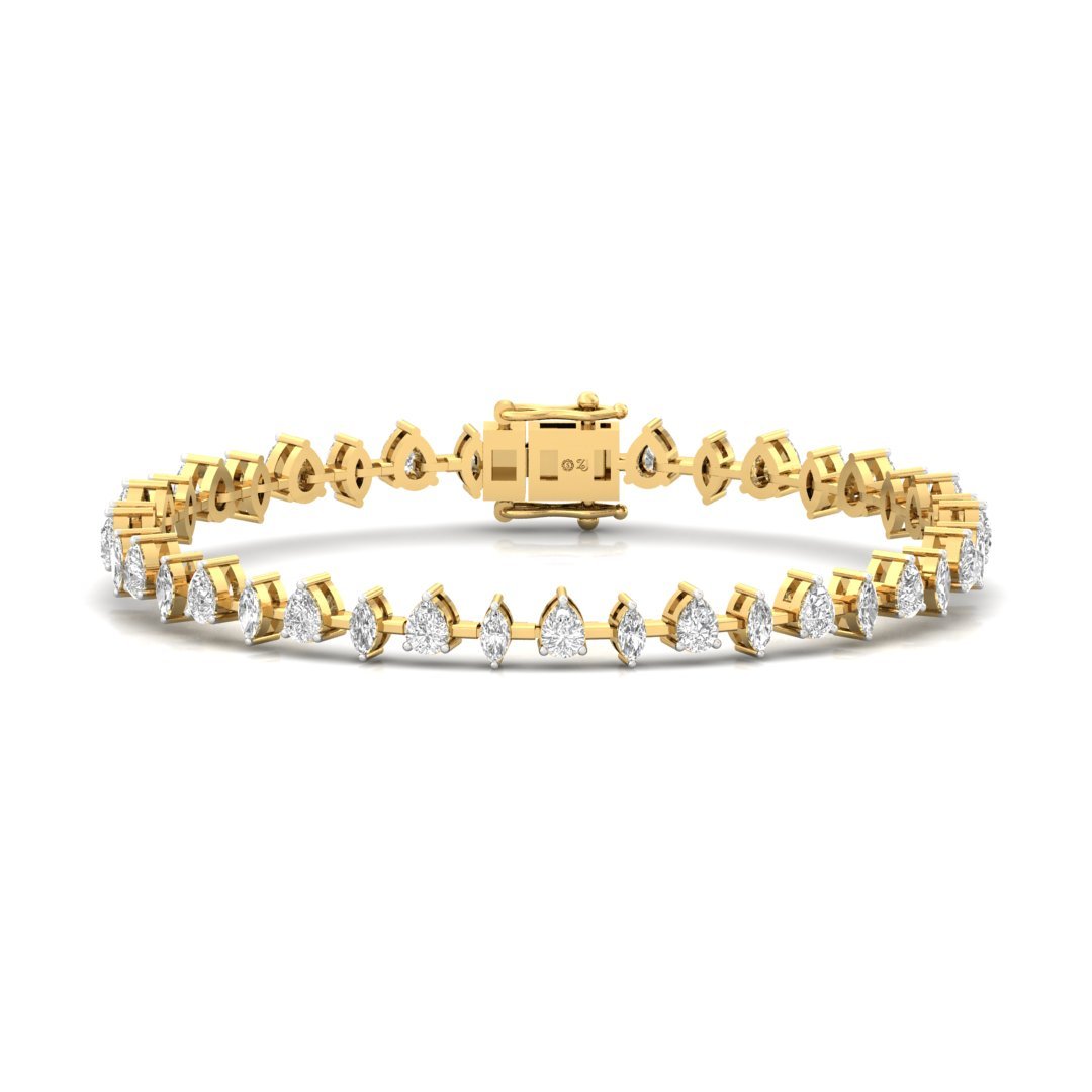 Pear & Marquise Diamond Bracelet | Lab Grown CVD Diamonds | 7 Inch | 925 Silver | 10K | 14K | 18K Gold - Gold Main View
