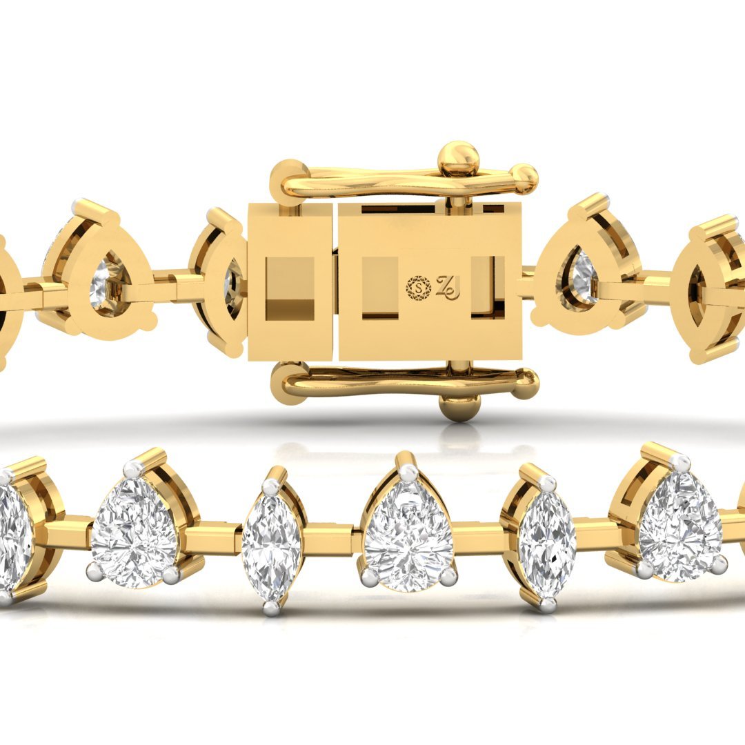 Pear & Marquise Diamond Bracelet | Lab Grown CVD Diamonds | 7 Inch | 925 Silver | 10K | 14K | 18K Gold - View 2