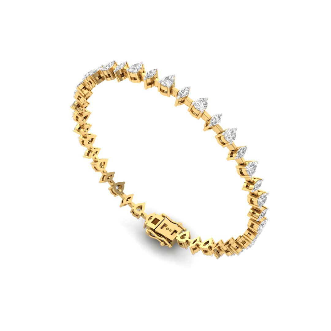 Pear & Marquise Diamond Bracelet | Lab Grown CVD Diamonds | 7 Inch | 925 Silver | 10K | 14K | 18K Gold - View 3