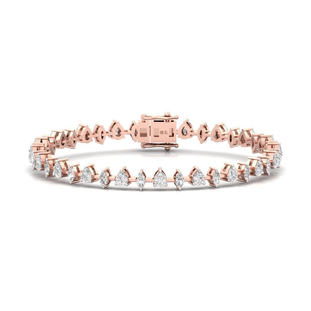 Pear & Marquise Diamond Bracelet | Lab Grown CVD Diamonds | 7 Inch | 925 Silver | 10K | 14K | 18K Gold - Rose Gold Main View