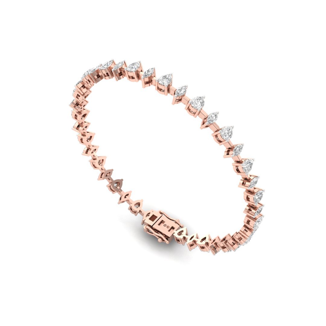 Pear & Marquise Diamond Bracelet | Lab Grown CVD Diamonds | 7 Inch | 925 Silver | 10K | 14K | 18K Gold - View 3