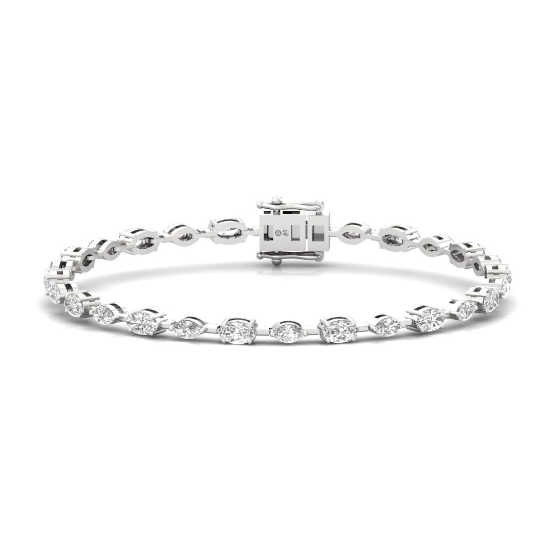 Oval & Marquise Diamond Bracelet | Lab Grown CVD Diamonds | 7 Inch | 925 Silver | 10K | 14K | 18K Gold - Main View