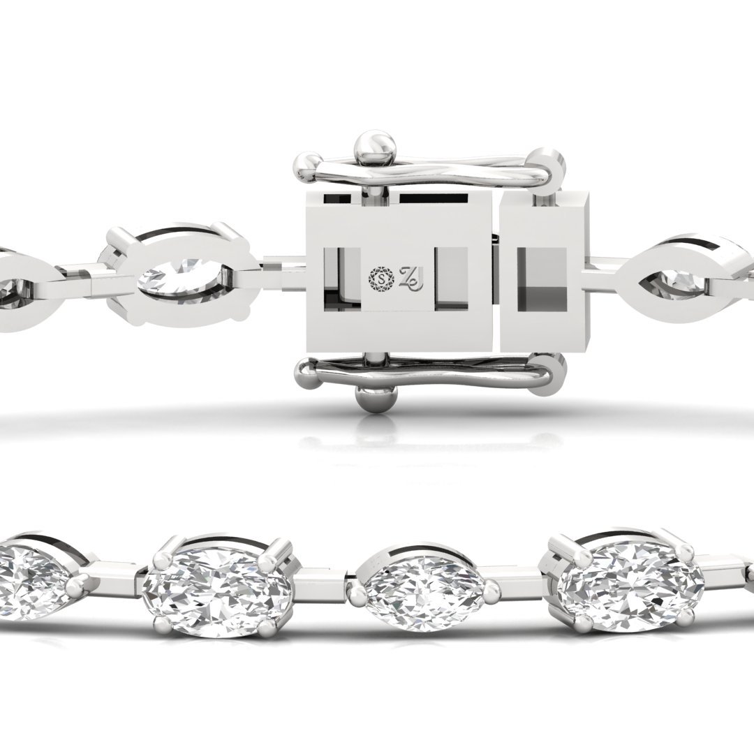 Oval & Marquise Diamond Bracelet | Lab Grown CVD Diamonds | 7 Inch | 925 Silver | 10K | 14K | 18K Gold - View 2