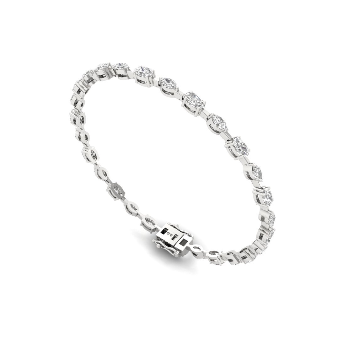 Oval & Marquise Diamond Bracelet | Lab Grown CVD Diamonds | 7 Inch | 925 Silver | 10K | 14K | 18K Gold - View 4