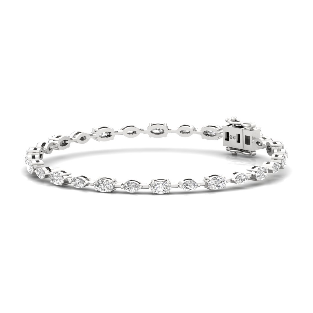 Oval & Marquise Diamond Bracelet | Lab Grown CVD Diamonds | 7 Inch | 925 Silver | 10K | 14K | 18K Gold - View 5