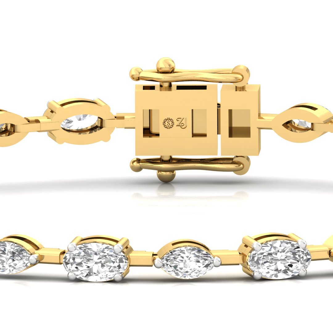 Oval & Marquise Diamond Bracelet | Lab Grown CVD Diamonds | 7 Inch | 925 Silver | 10K | 14K | 18K Gold - View 2
