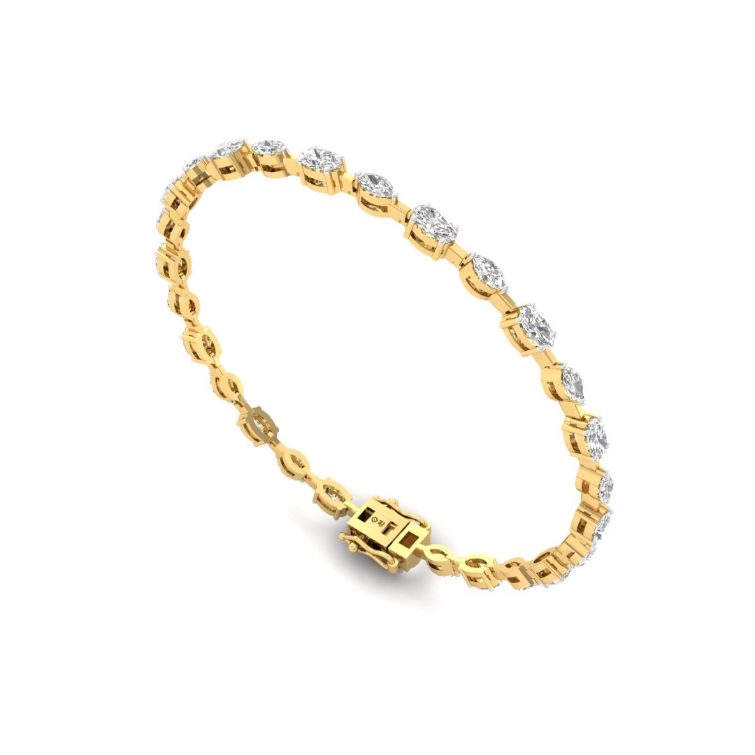 Oval & Marquise Diamond Bracelet | Lab Grown CVD Diamonds | 7 Inch | 925 Silver | 10K | 14K | 18K Gold - View 4