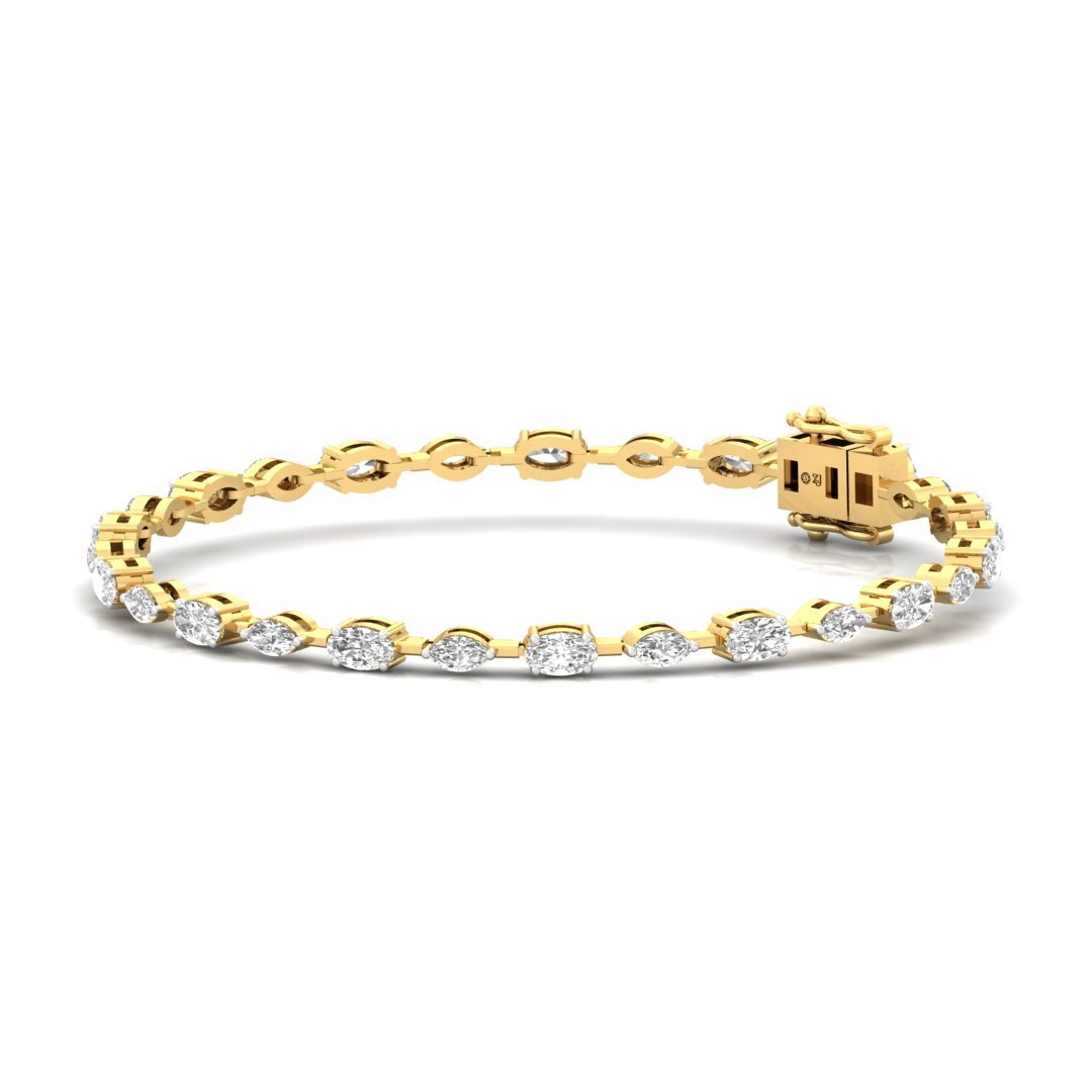 Oval & Marquise Diamond Bracelet | Lab Grown CVD Diamonds | 7 Inch | 925 Silver | 10K | 14K | 18K Gold - View 5