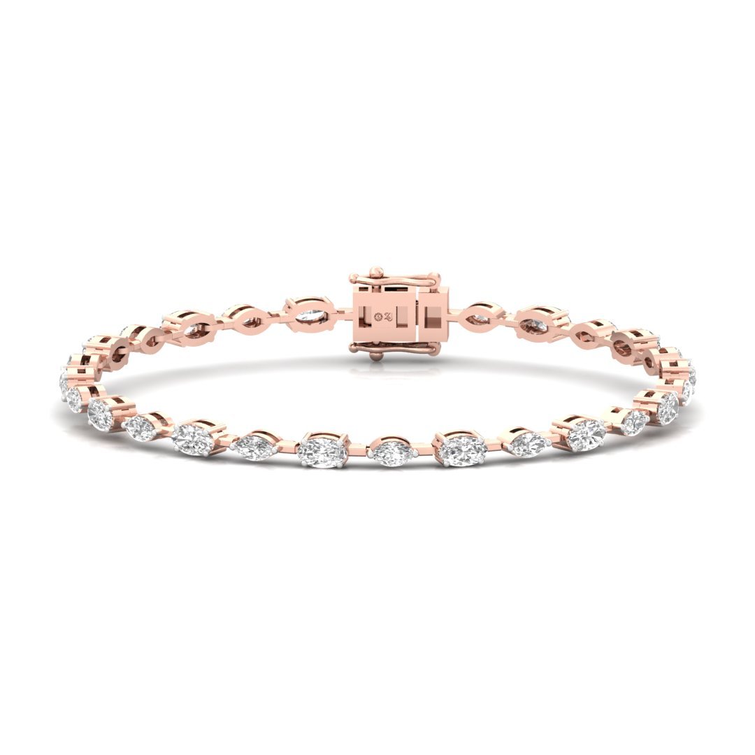 Oval & Marquise Diamond Bracelet | Lab Grown CVD Diamonds | 7 Inch | 925 Silver | 10K | 14K | 18K Gold - Rose Gold Main View
