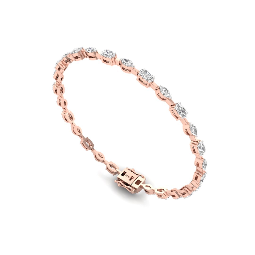 Oval & Marquise Diamond Bracelet | Lab Grown CVD Diamonds | 7 Inch | 925 Silver | 10K | 14K | 18K Gold - View 4