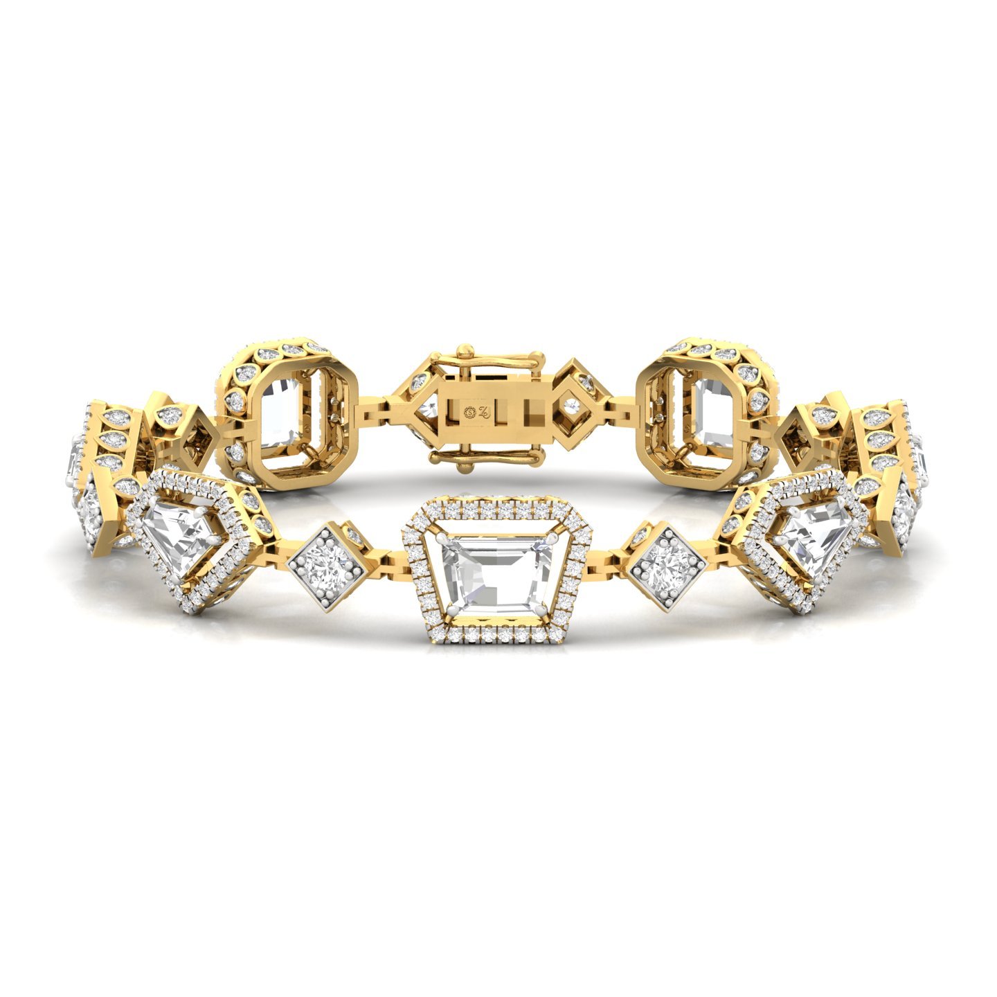 Multi-Cut Designer Diamond Bracelet | Lab Grown CVD Diamonds | 7 Inch | 925 Silver | 10K | 14K | 18K Gold - Gold Main View