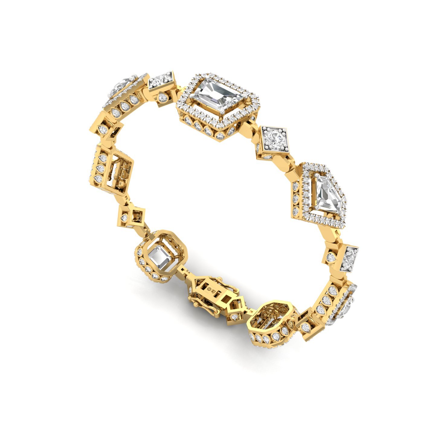 Multi-Cut Designer Diamond Bracelet | Lab Grown CVD Diamonds | 7 Inch | 925 Silver | 10K | 14K | 18K Gold - View 3
