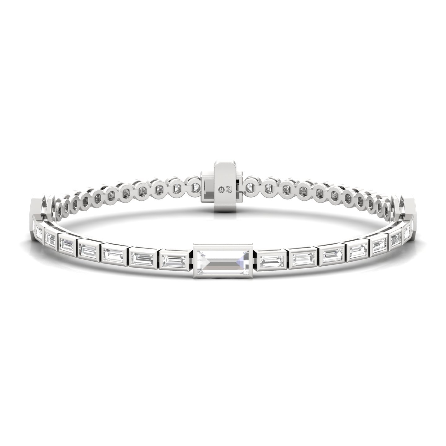 Round & Baguette Diamond Bracelet | Lab Grown CVD Diamonds | 7 Inch | 925 Silver | 10K | 14K | 18K Gold - Main View