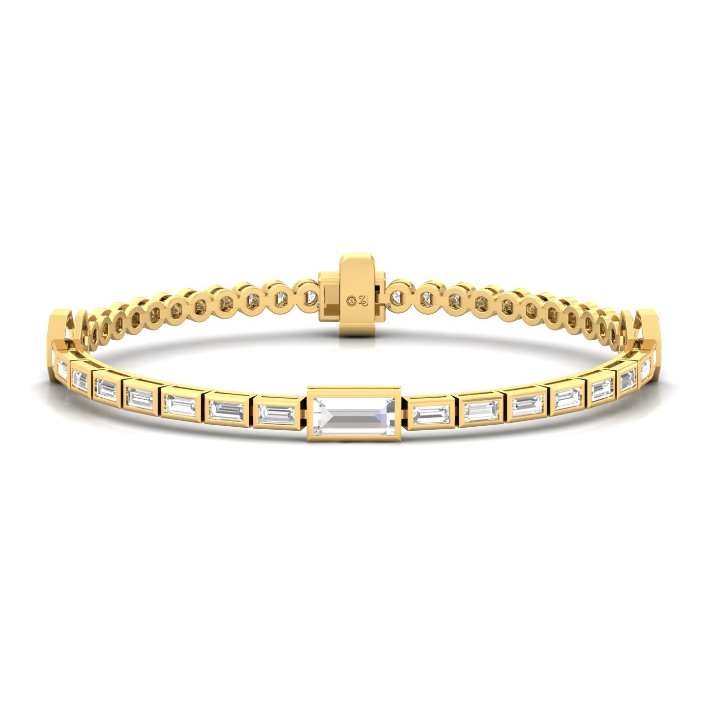 Round & Baguette Diamond Bracelet | Lab Grown CVD Diamonds | 7 Inch | 925 Silver | 10K | 14K | 18K Gold - Gold Main View