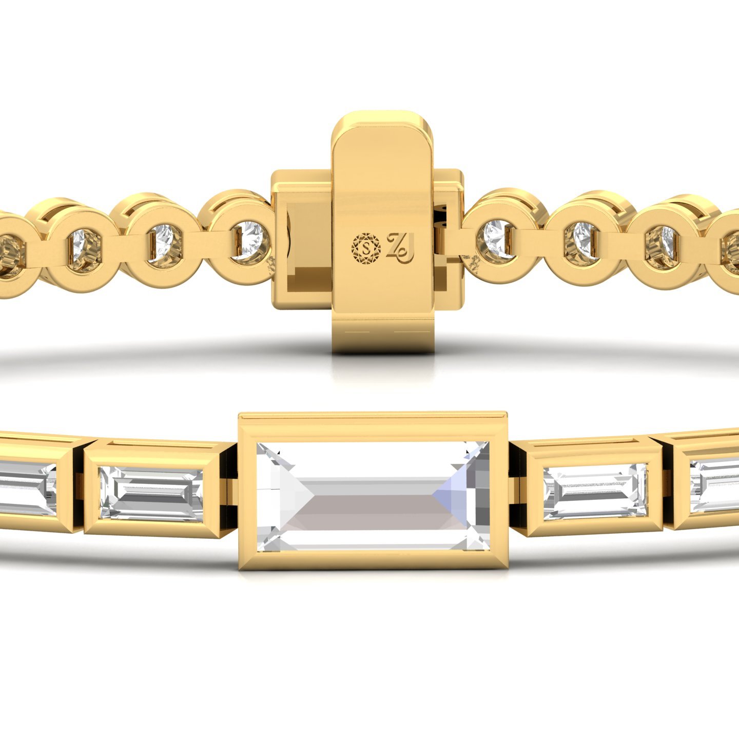 Round & Baguette Diamond Bracelet | Lab Grown CVD Diamonds | 7 Inch | 925 Silver | 10K | 14K | 18K Gold - View 2