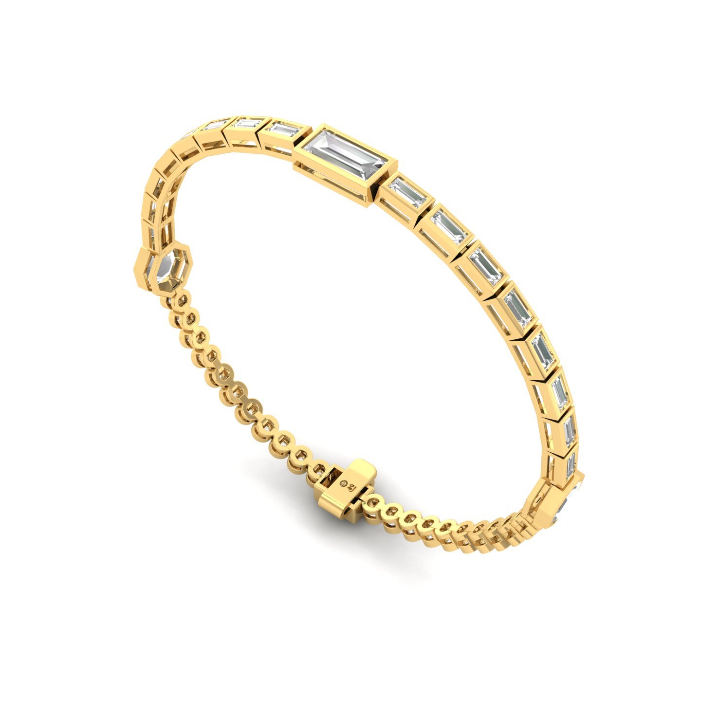 Round & Baguette Diamond Bracelet | Lab Grown CVD Diamonds | 7 Inch | 925 Silver | 10K | 14K | 18K Gold - View 3