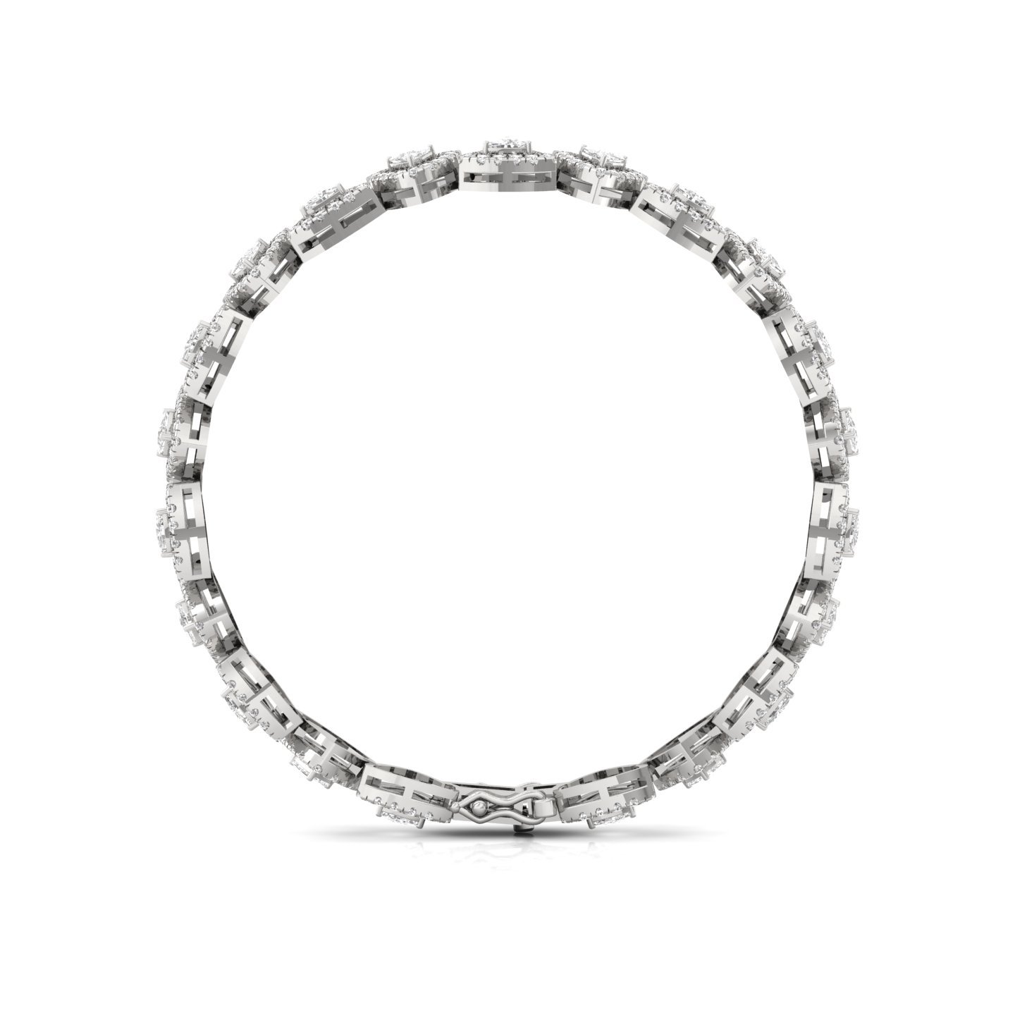 Trillion & Round Diamond Halo Bracelet | Lab Grown CVD Diamonds | 7 Inch | 925 Silver | 10K | 14K | 18K Gold - View 4