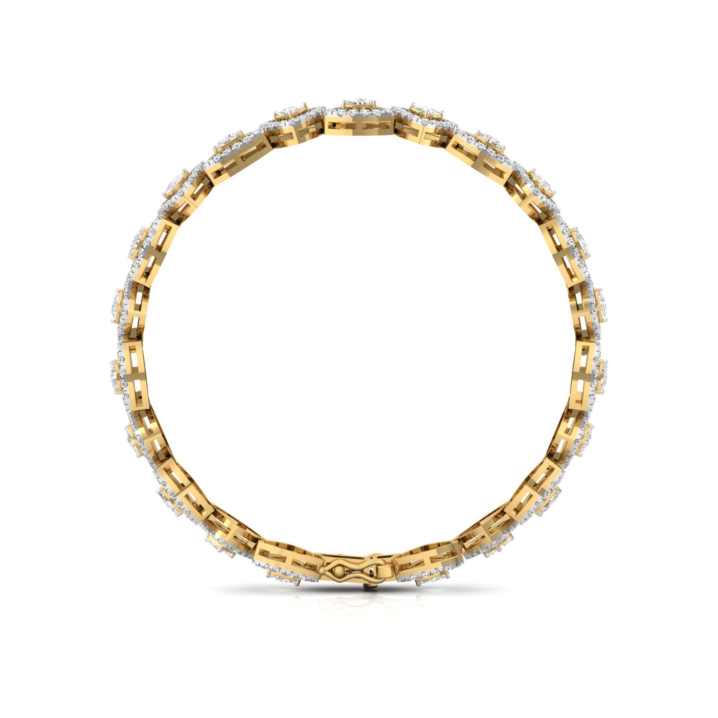 Trillion & Round Diamond Halo Bracelet | Lab Grown CVD Diamonds | 7 Inch | 925 Silver | 10K | 14K | 18K Gold - View 4