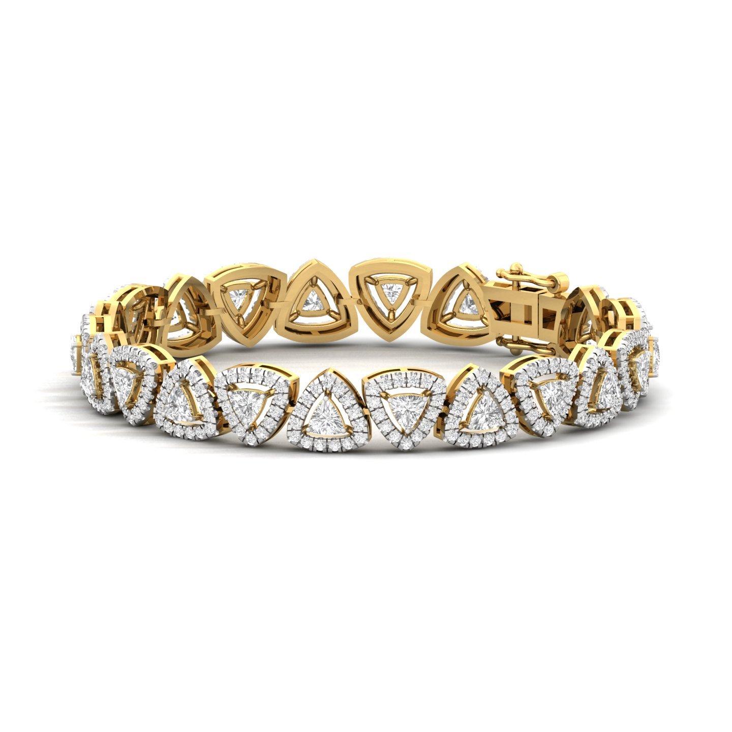 Trillion & Round Diamond Halo Bracelet | Lab Grown CVD Diamonds | 7 Inch | 925 Silver | 10K | 14K | 18K Gold - View 5