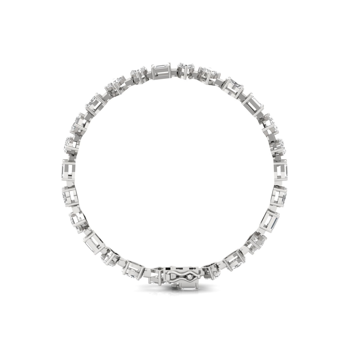 Multi-Shape Diamond Bracelet | Princess, Heart, Emerald & Oval Cut | Lab Grown Diamonds | 6.5 Inch | Silver & Gold - View 5