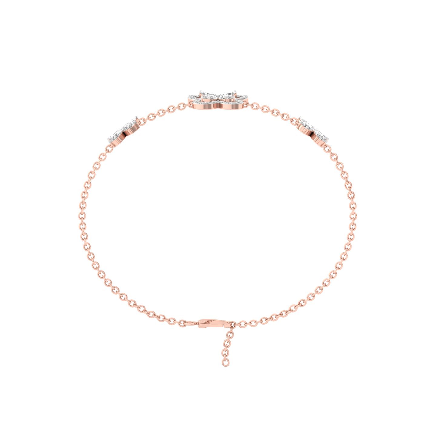 Butterfly Diamond Bracelet | Lab Grown Diamonds | Marquise & Pear Cut | Adjustable Chain | Silver & Gold - View 3