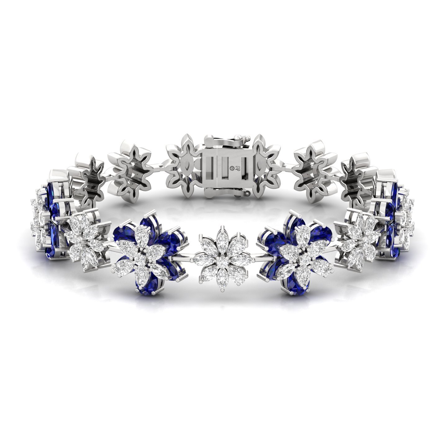 Floral Diamond & Sapphire Bracelet | Stones | Lab Grown Diamonds & Blue Gemstones - Main View