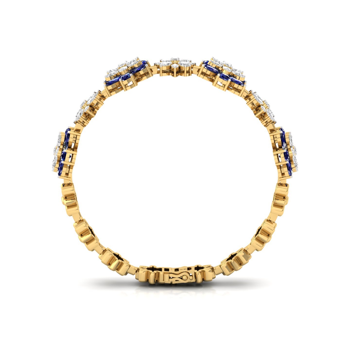 Floral Diamond & Sapphire Bracelet | Stones | Lab Grown Diamonds & Blue Gemstones - View 4