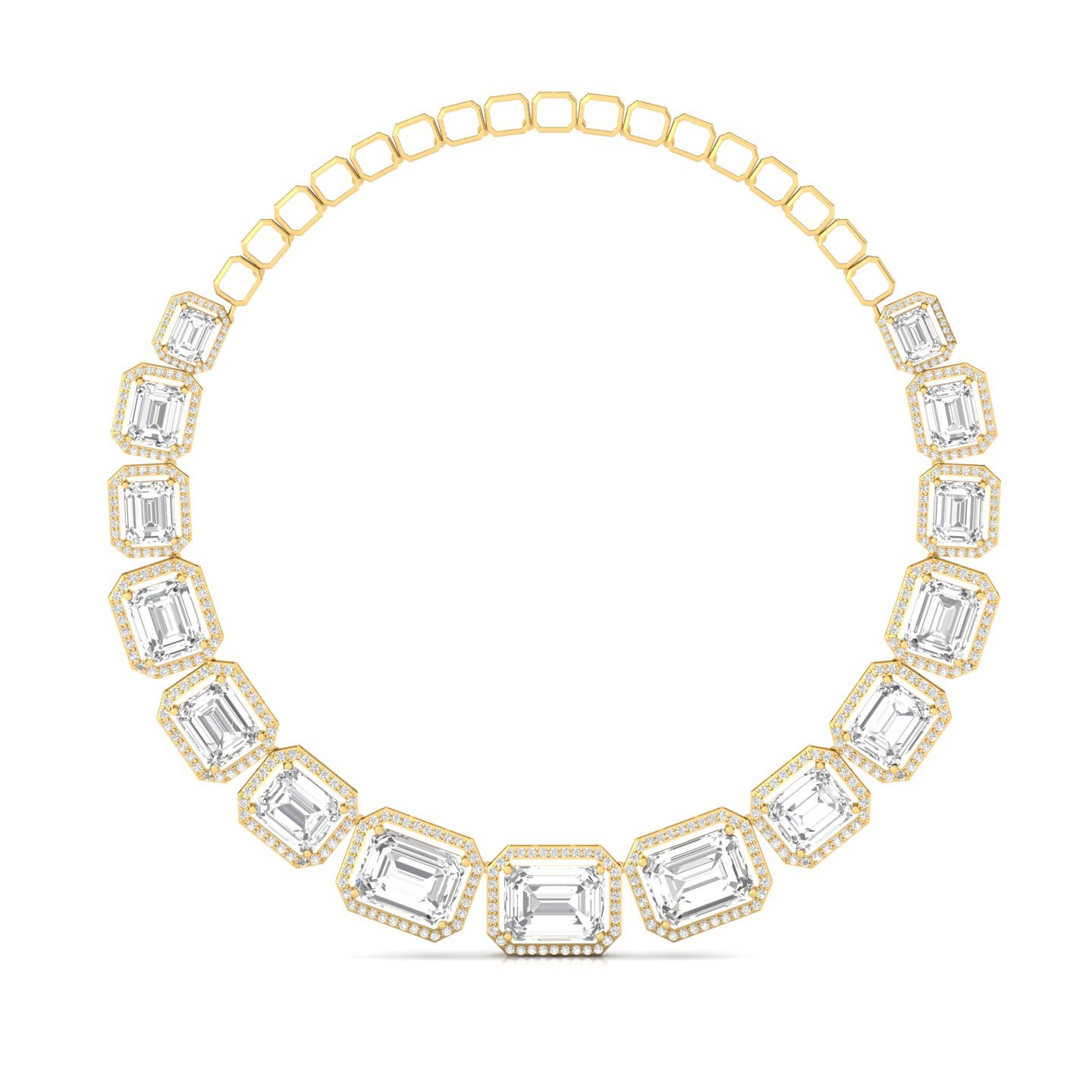 Emerald Cut Diamond Statement Necklace | Lab Grown CVD Diamond Luxury Bridal Jewellery | 925 Silver | 10K | 14K | 18K - Gold Main View