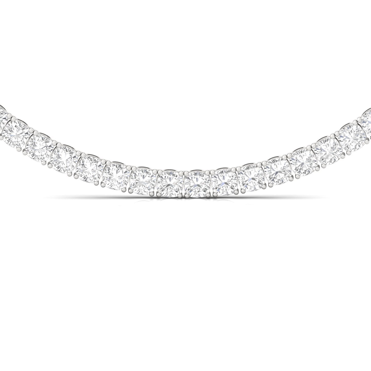 Cushion Cut Diamond Tennis Necklace | Lab Grown CVD Diamond Luxury Necklace | 925 Silver | 10K | 14K | 18K - View 3