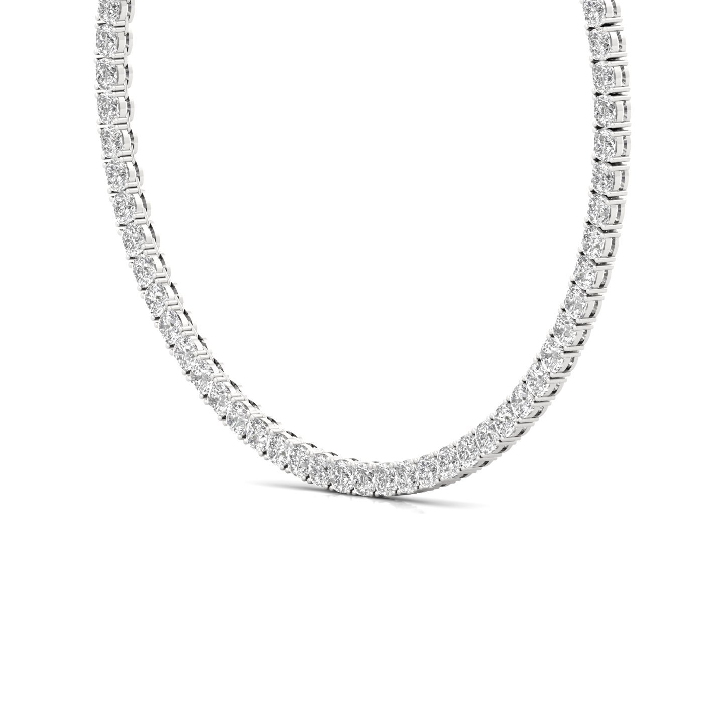 Cushion Cut Diamond Tennis Necklace | Lab Grown CVD Diamond Luxury Necklace | 925 Silver | 10K | 14K | 18K - View 2