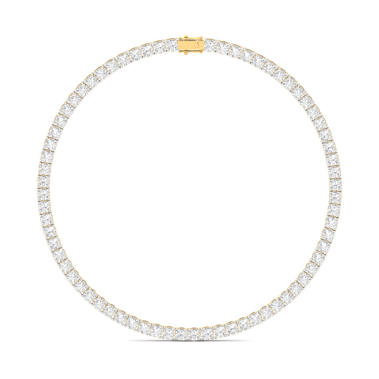Cushion Cut Diamond Tennis Necklace | Lab Grown CVD Diamond Luxury Necklace | 925 Silver | 10K | 14K | 18K - Gold Main View